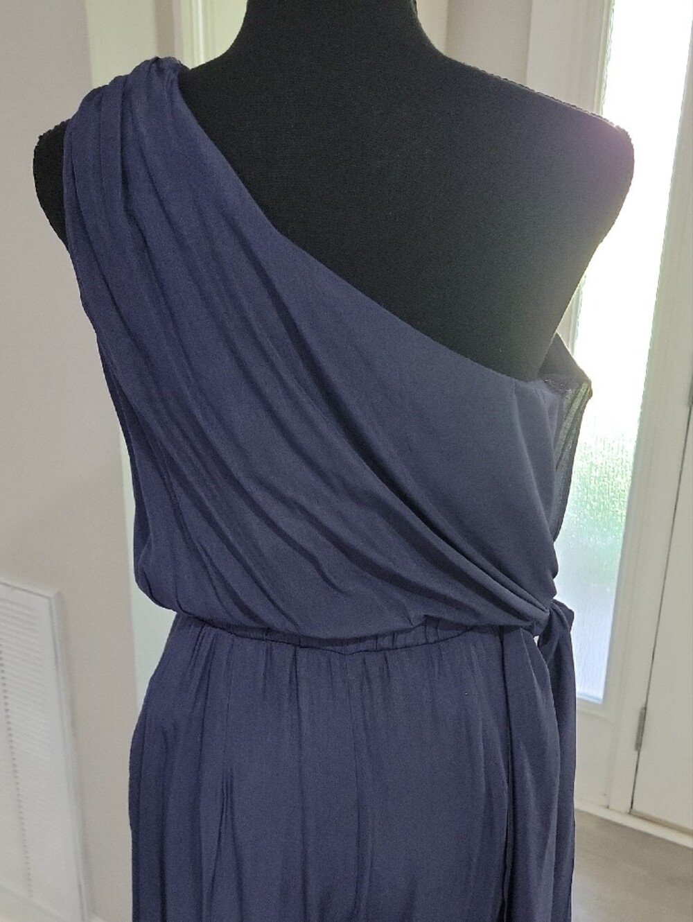 DO+BE One-Shoulder Navy Wide-Leg Jumpsuit - Picture 5 of 11